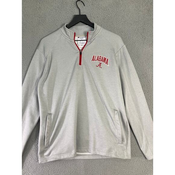 Champion Men's Alabama Quarter-Zip Pullover Sweatshirt Gray Size M - Picture 4 of 10